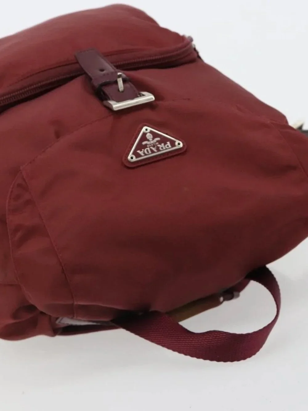 PRADA Backpack Nylon Red Silver Auth ti3983A